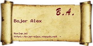 Bojer Alex névjegykártya